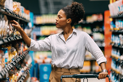 Person shopping at a grocery store