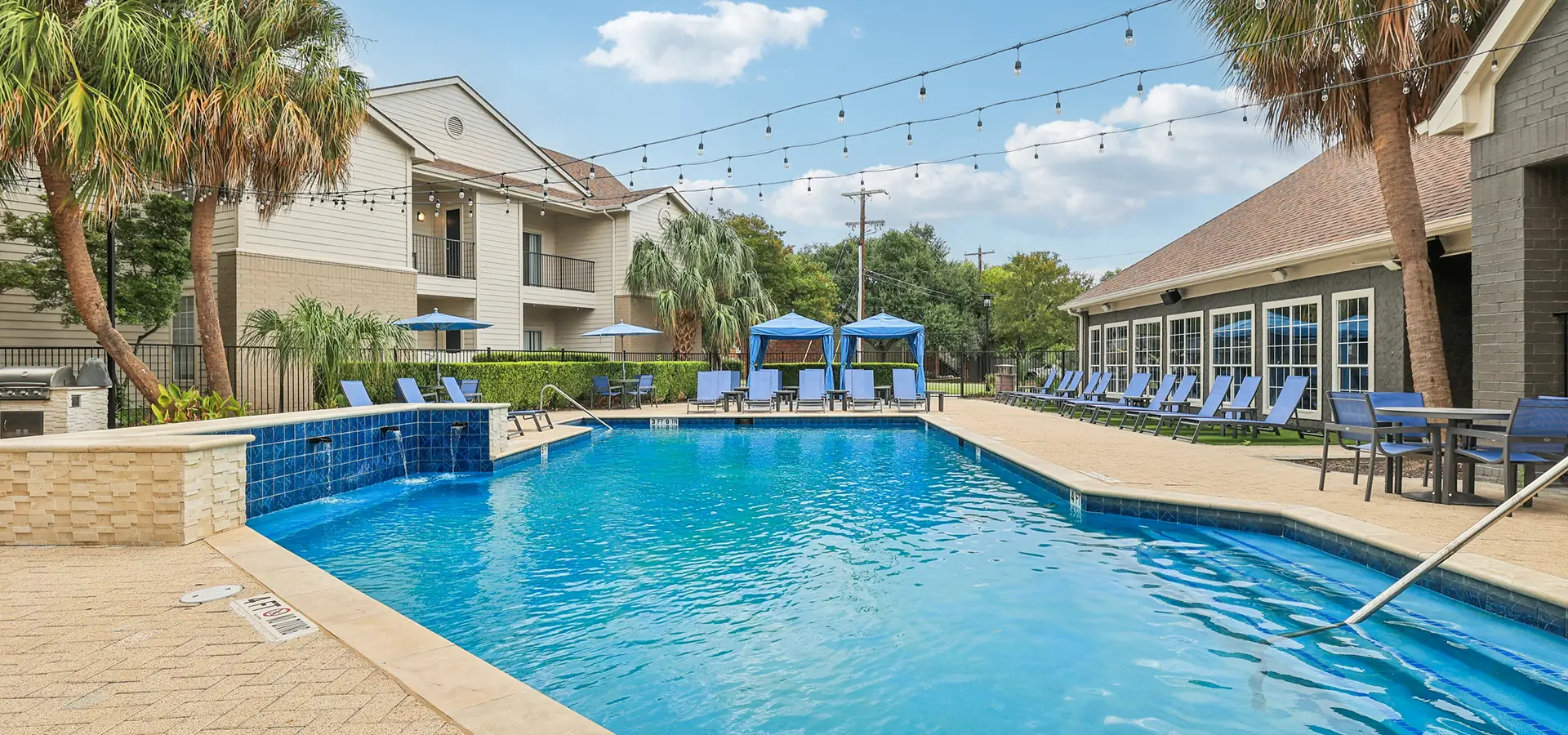 Outdoor swimming pool with lounge seating
